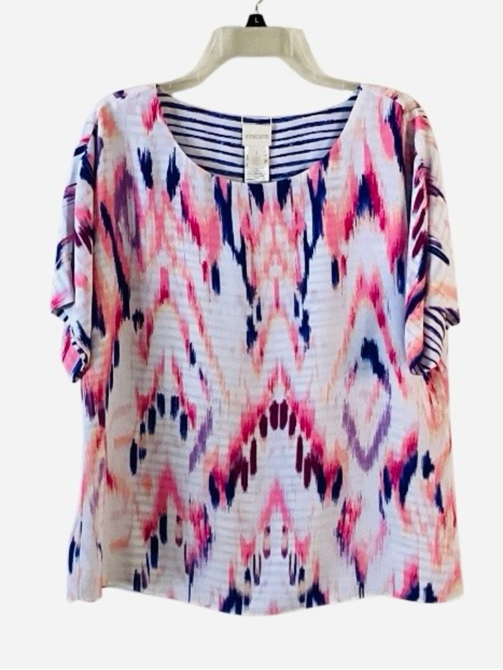 Chico’s Reversible Short Sleeve Printed Blouse Medium
